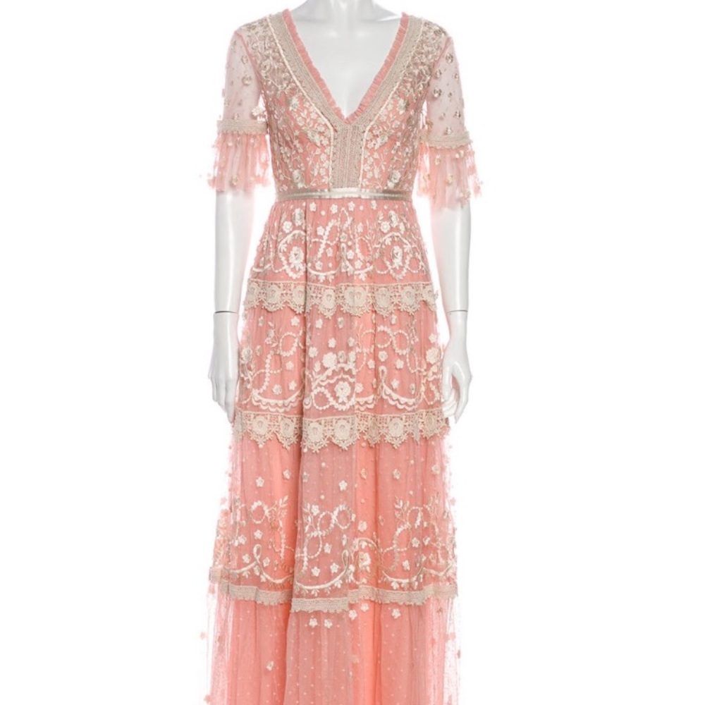 Needle & Thread Blush Pink Embroidered Maxi Dress - Picture 3 of 5